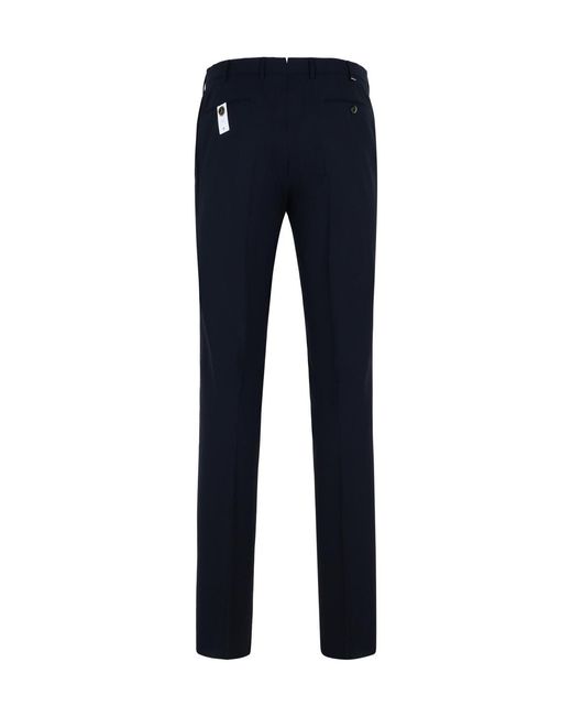 PT01 Blue Pt Torino Slim Fit Wool Stretch Pants for men