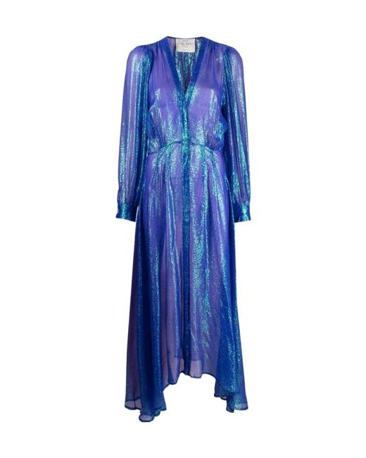 Forte_forte Blue Silk-Blend Long-Sleeve Dress