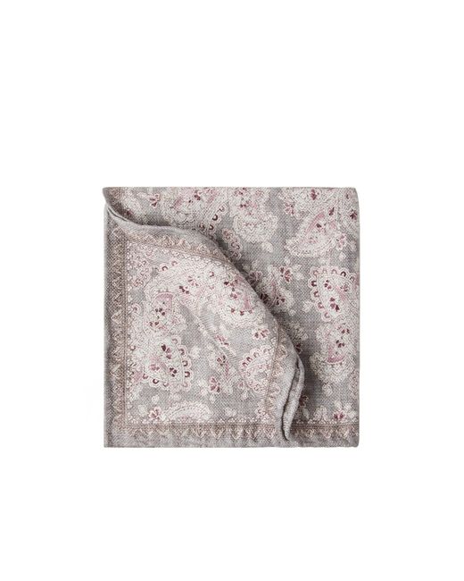 Brunello Cucinelli Gray Double-Face Graphic-Print Pocket Square for men