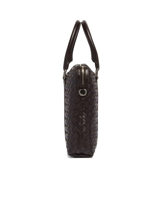 Bottega Veneta Black Small Intricciato Knitted Briefcase for men