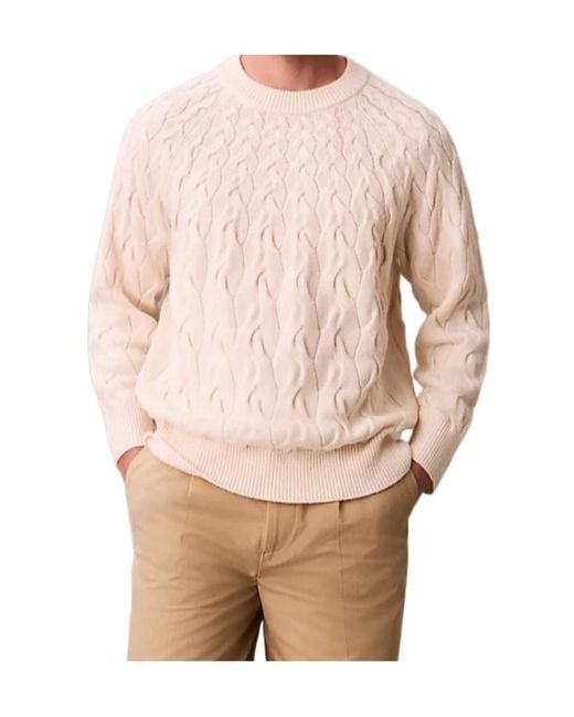 Calvin Klein Natural Lambswool Blend Cable Knit Crewneck Jumper for men