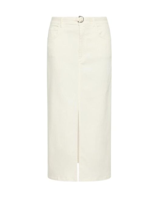 Marella White Straight-Fit Stretch Bull Denim Skirt