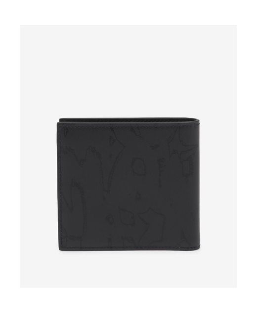 McQueen Black Abstract Print Bi-Fold Wallet for men