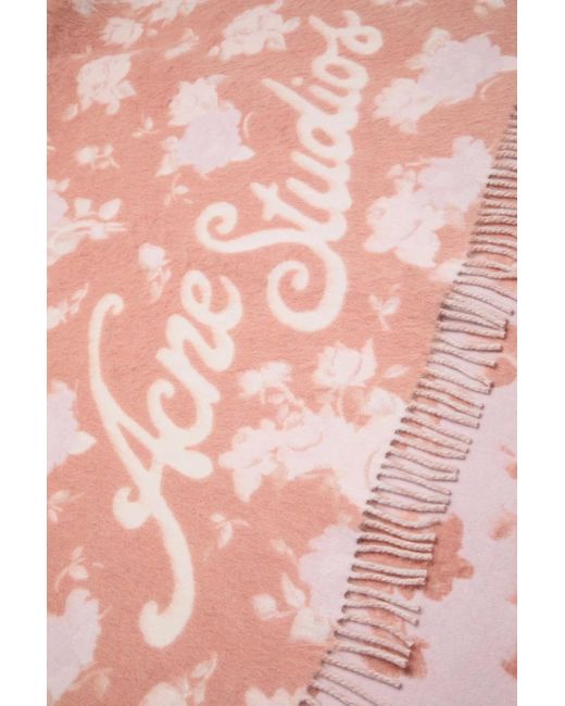 Acne Pink Logo-Detail Scarf