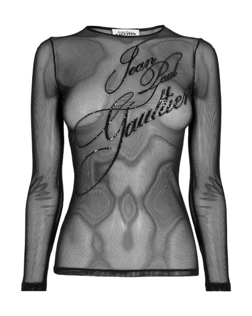 Jean Paul Gaultier Black Crew Neck Long Sleeve Blouse