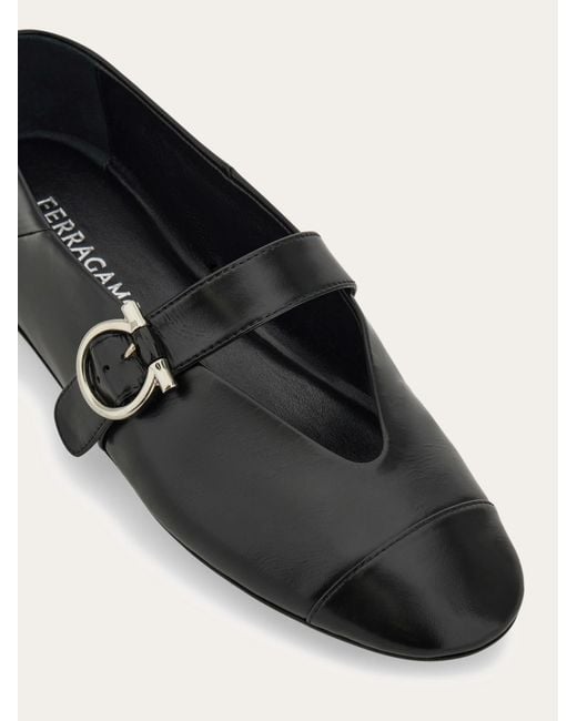 Ferragamo Black Gancini Ballet Flat