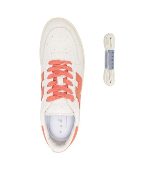 Hogan Pink Logo Detailed Lace-Up Sneakers