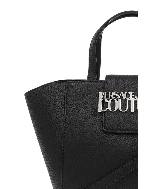 Versace Jeans Black Logo-Plaque Tote Bag