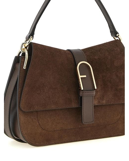 Furla Brown Suede Shoulder Bag