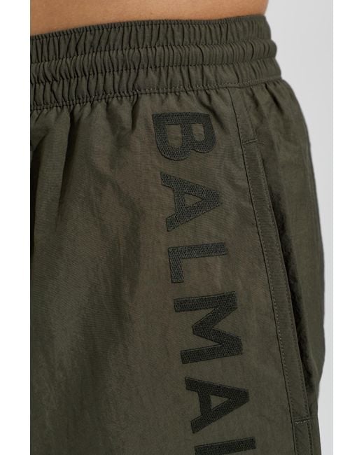 Balmain Green Drawstring Swim Trunks for men
