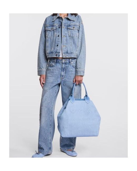 Hogan Blue Large Script Tote Bag