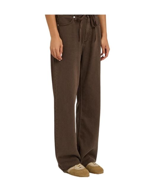 Rag & Bone Brown Drawstring Wide-Leg Jeans