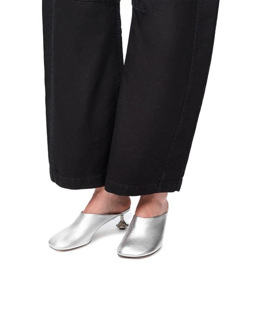 Loewe White Toy Metallic Mule Pumps