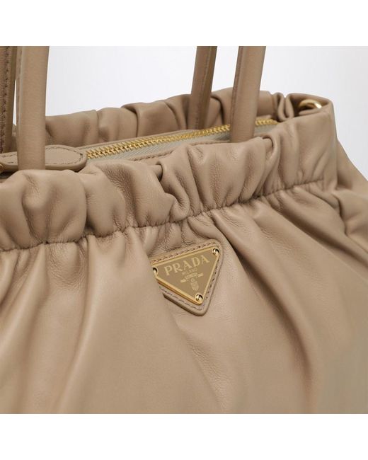 Prada Natural Double Handle Shoulder Bag