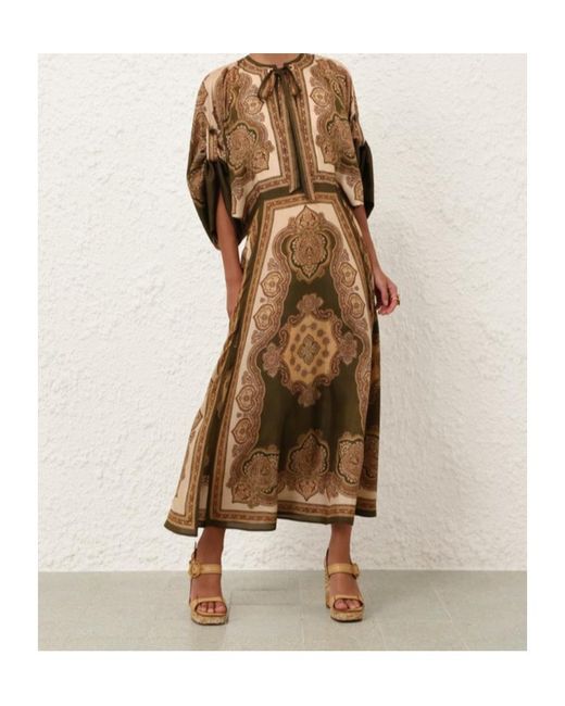 Zimmermann Natural Printed Kaftan Dress