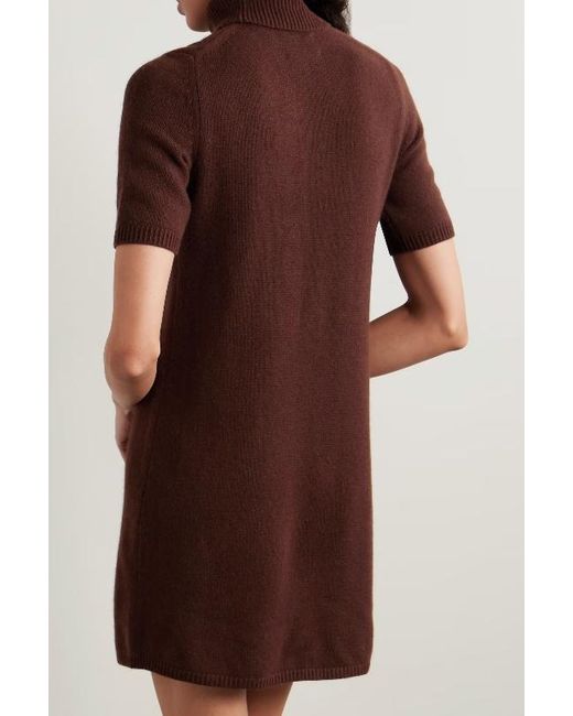 Doen Brown Agathe Cashmere Turtleneck Mini Dress