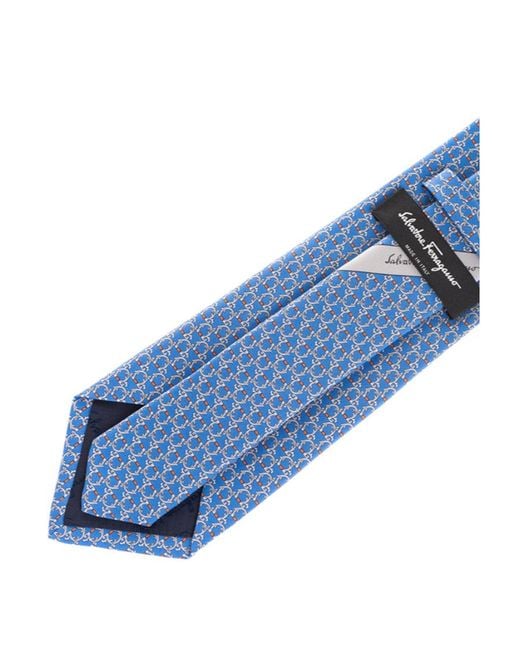 Ferragamo Blue Jacquard Logo Tie for men