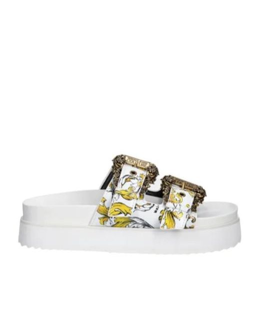 Versace Jeans Metallic Couture Baroque Slide Sandals