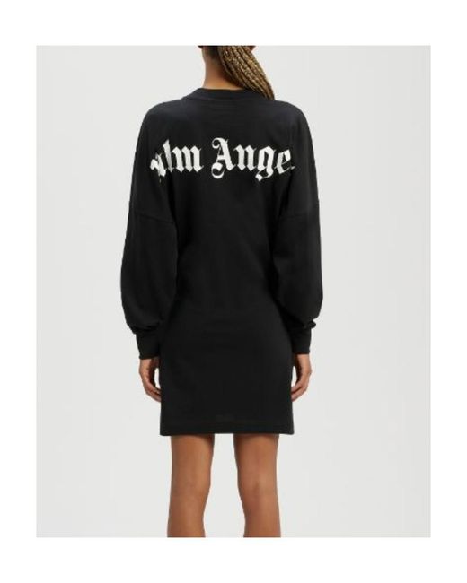 Palm Angels Blue Logo-Print Sweatshirt Dress