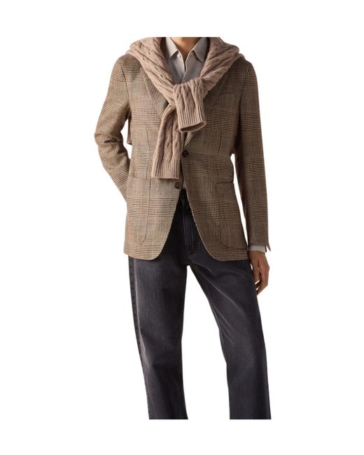 Zegna Brown And Dark Silk Linen And Wool Jacket for men