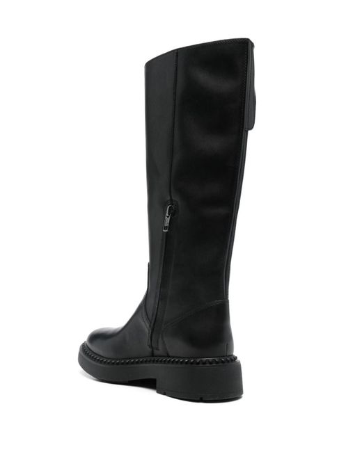 Ash Black Thick Heeled Short Boots