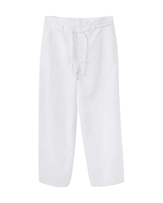 Jacquemus White Marin Wide-Leg Cropped Pants for men