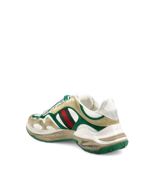 Gucci Green Panelled Lace-Up Sneakers for men