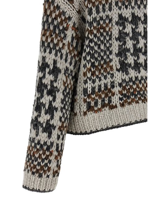 Brunello Cucinelli Black Sequin Embellished Mock Neck Sweater
