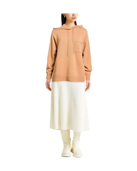 Max Mara Natural Solid Color Knit Hoodie