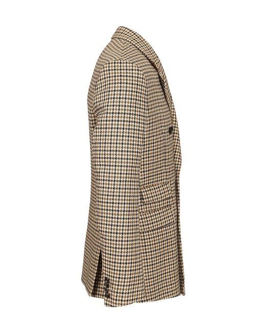 Emporio Armani Brown Double-Breasted Blazer Artan Check Motif for men