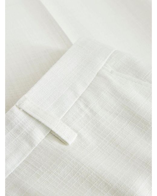 Etro White Slub-Texture Straight-Leg Tailored Trousers
