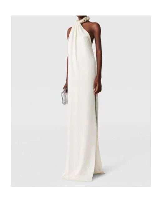 Stella McCartney White Embellished Halterneck Asymmetric Satin Dress