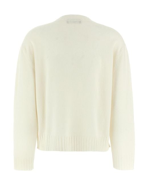 Fabiana Filippi White Jewel-Detail V-Neck Sweater
