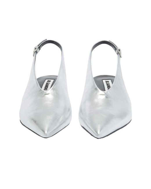 Jil Sander White Pointed Toe Slingback Pumps