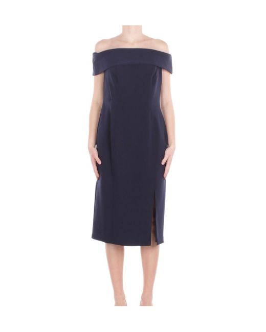 Ralph Lauren Blue Lauren Off-Shoulder Slit-Detailed Dress