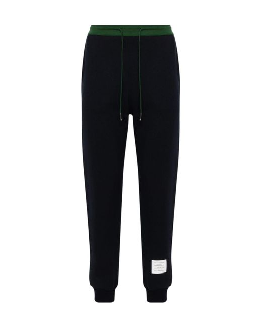 Thom Browne Black Logo Patch Drawstring Pants for men
