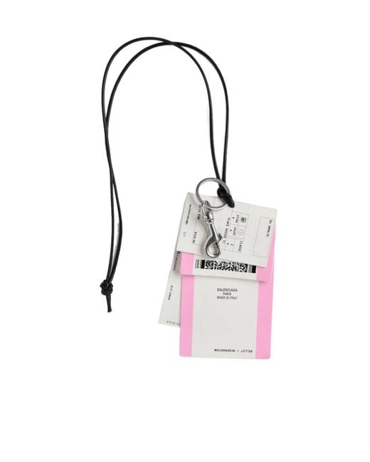 Balenciaga Pink Train Ticket Keyring for men