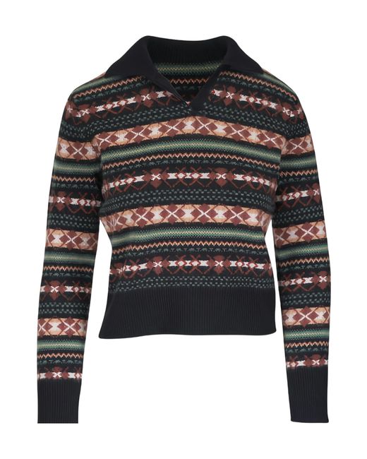 Vince Black Patterned Collar Sweater