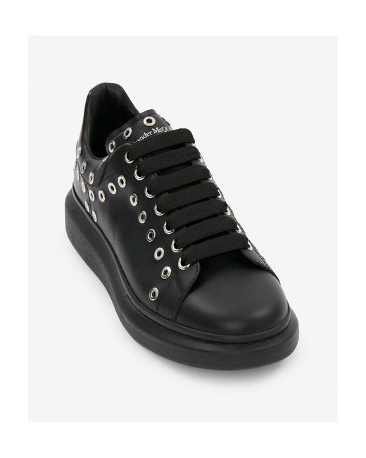 McQueen Black Oversized Eyelet Detail Sneakers for men