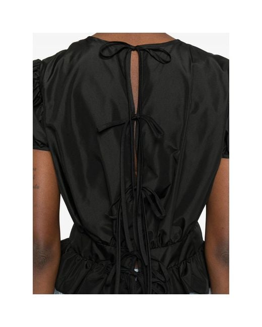CECILIE BAHNSEN Black Cristobal Ruffled Top