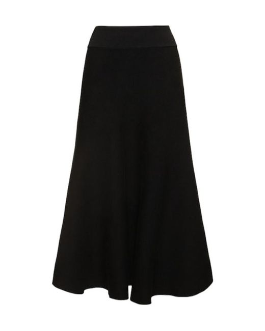 Frankie Shop Black Gabrielle Viscose Blend Knit Midi Skirt