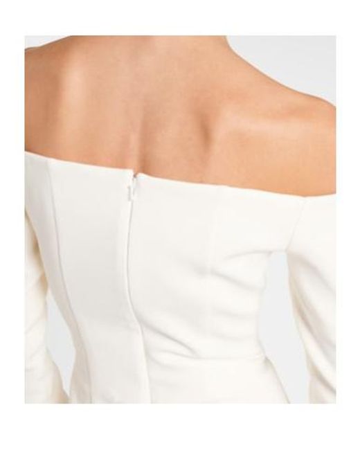 Safiyaa White Bridal Off-Shoulder Crêpe Gown