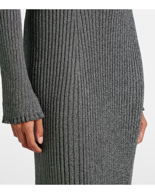 Proenza Schouler Gray Joni Ribbed-Knit Lamé Maxi Dress
