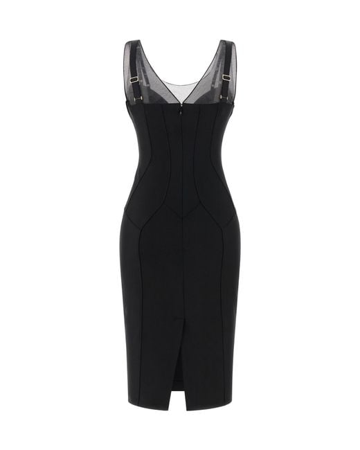 Elisabetta Franchi Black Sheer Panel Corset Dress