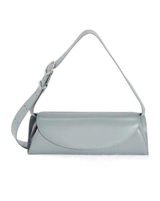 Jil Sander Metallic Cannolo Logo Embossed Small Shoulder Bag