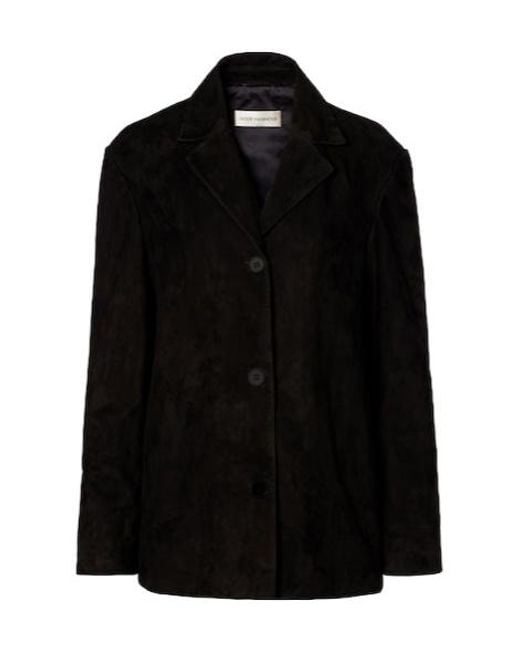 Nour Hammour Black Solid Suede Blazer