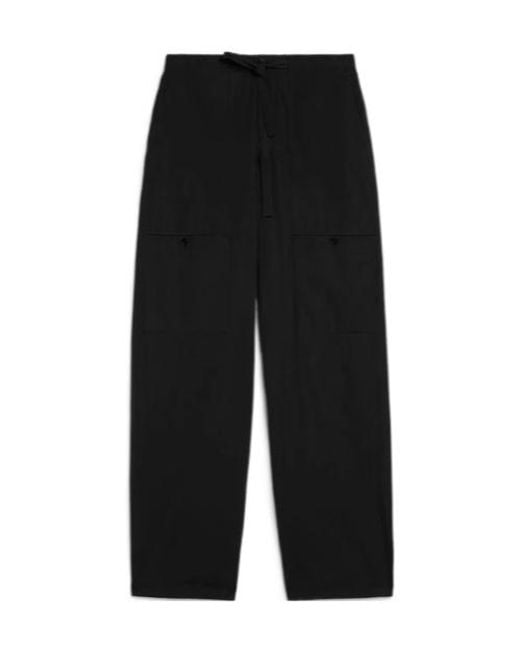 Jil Sander Black Drawstring Poplin Cargo Trousers for men
