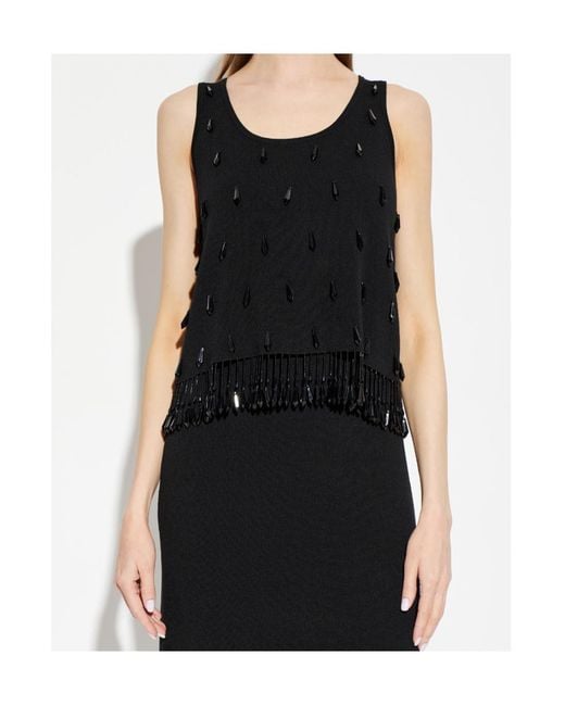 By Malene Birger Black Hysa Bead-Embellished Fringe Top
