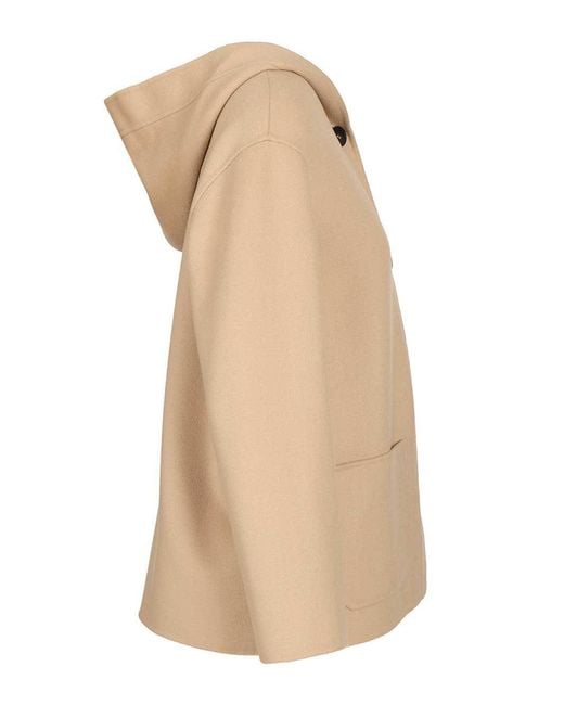 Max Mara Natural Studio Hooded Buttoned Coat