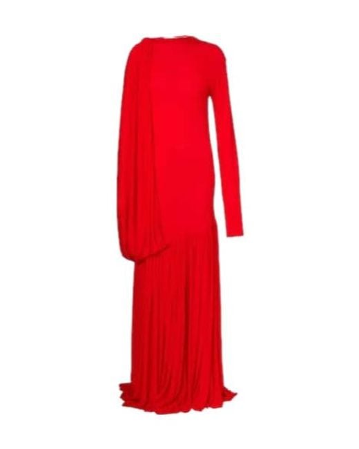 Calvin Klein Red Sara Draped Jersey Gown